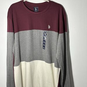 U.S. POLO ASSN Shirt Men’s Size XXL Multicolored Colorblock Crew Embroidered L/S